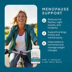 SELF NUTRITION Menopause Support ingredient blend highlights chasteberry and red clover.