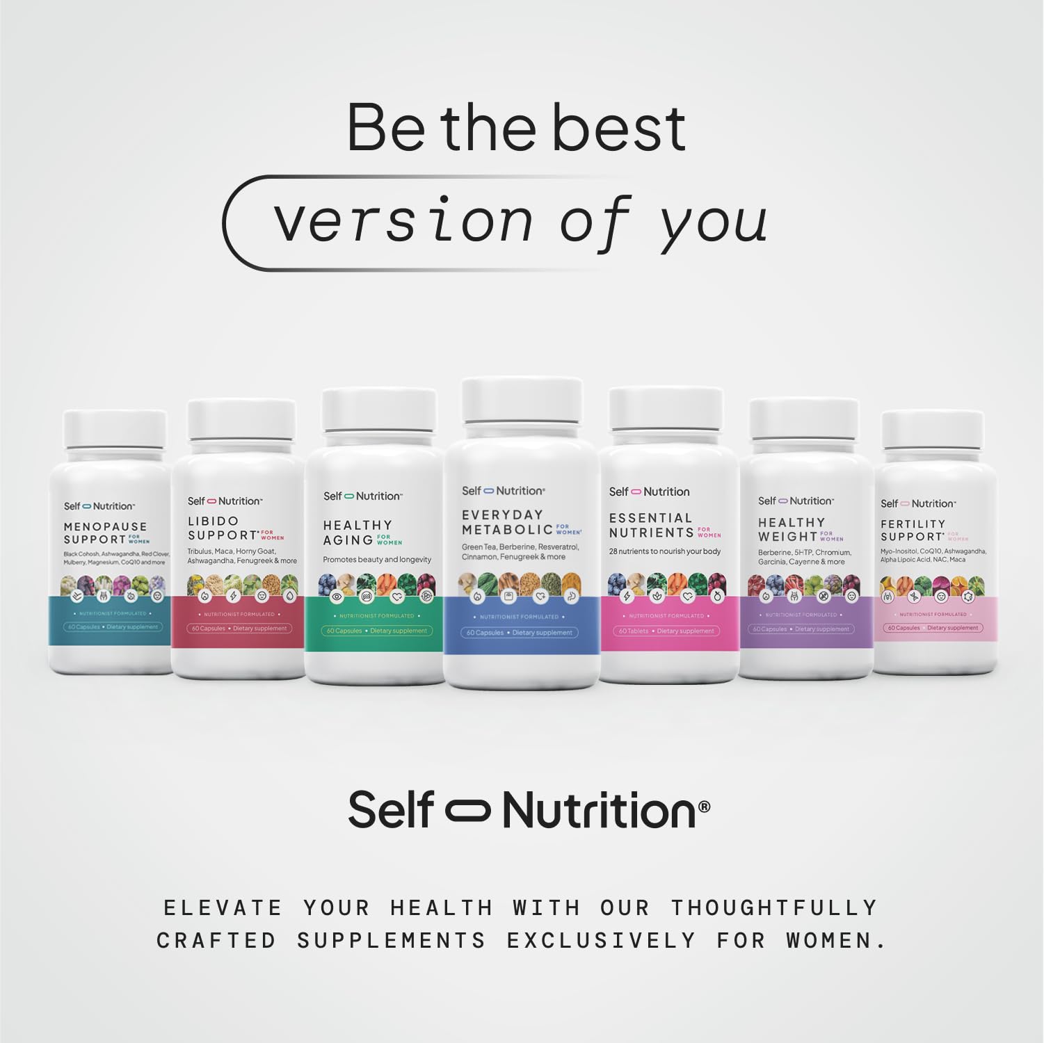 SELF NUTRITION Menopause Support badge indicates women-owned brand.