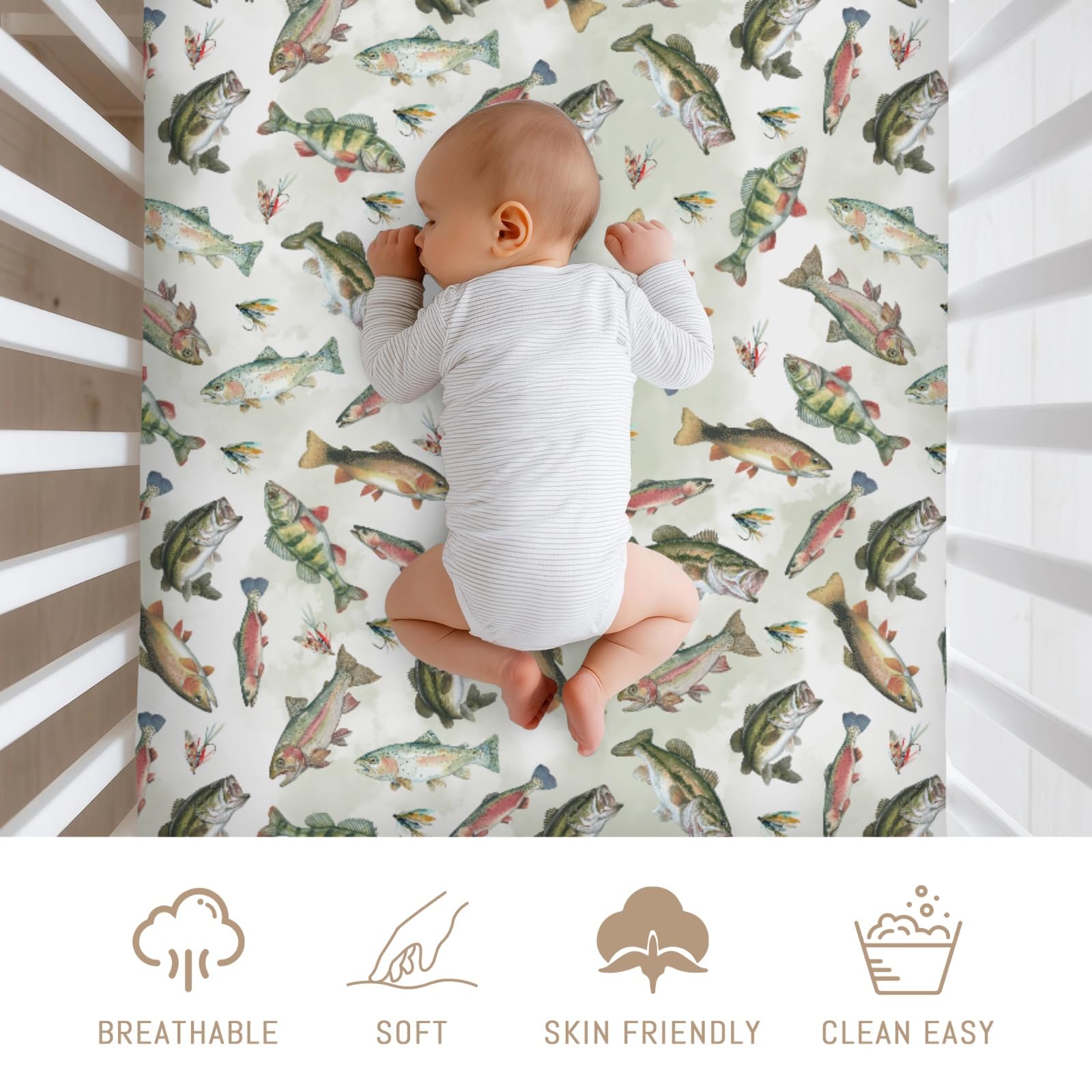 Selgkds 52x28 crib sheet with 9 inch pockets for a secure fit