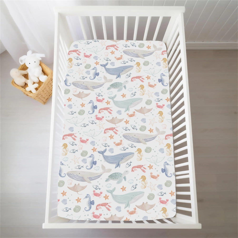 Selgkds Boho Ocean Animals Dolphin Crib Sheet soothing sleep.