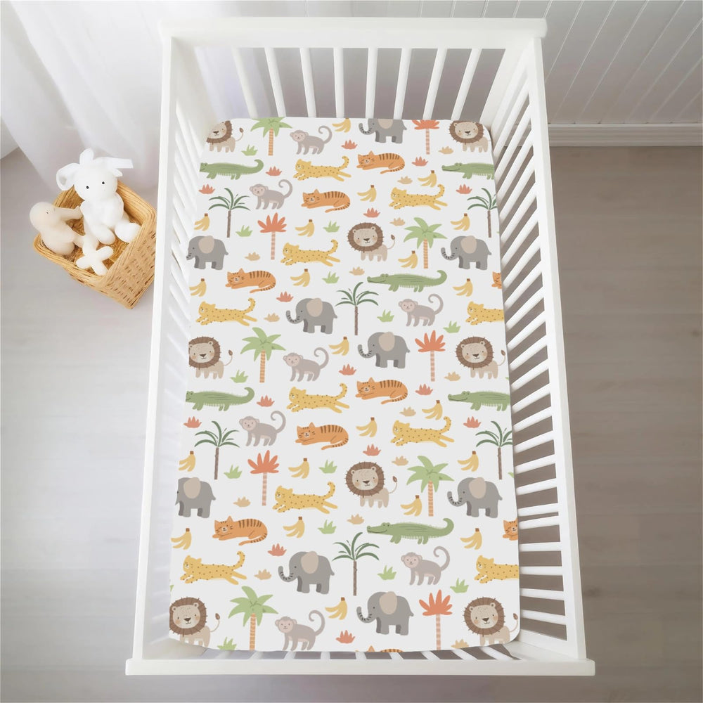 Selgkds Jungle Safari 52x28 crib sheet fits standard mattresses securely