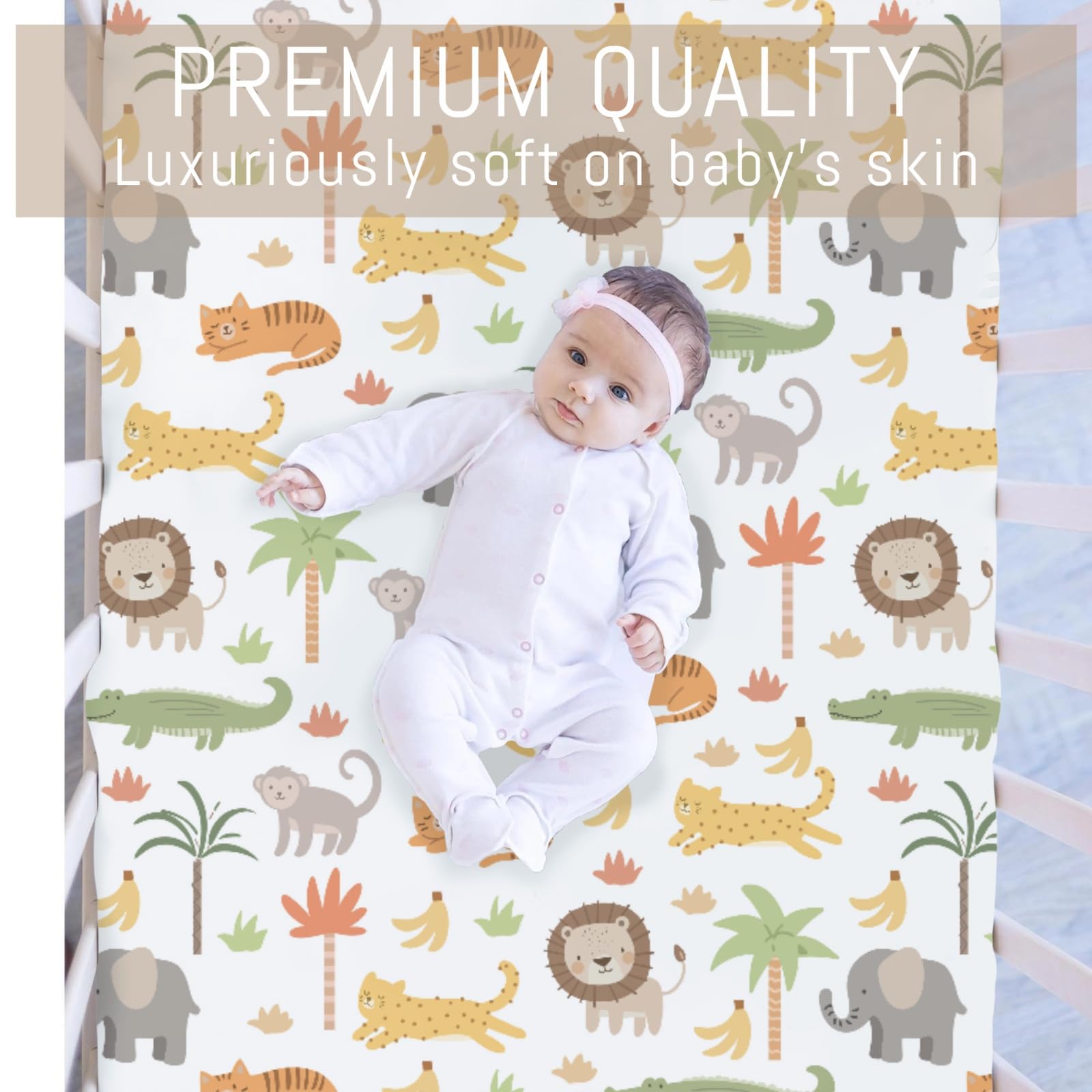 Selgkds Jungle Safari leopard crib sheet bright print for a cheerful nursery