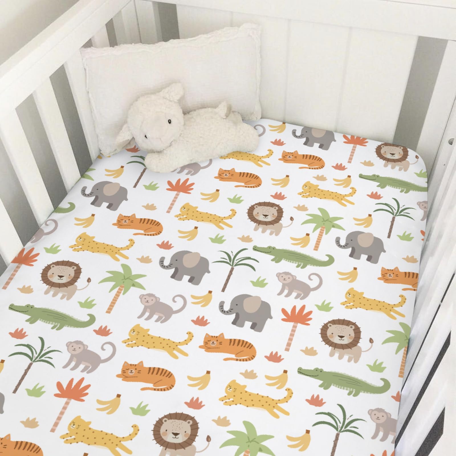 Selgkds Jungle Safari lion crib sheet keeps baby cozy and snug for peaceful sleep