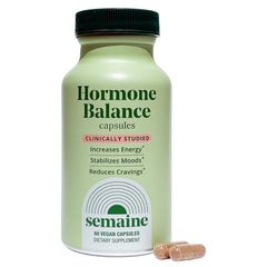 Semaine Hormone Balance bottle front showing vegan capsules for energy and mood support