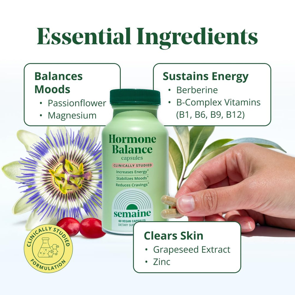 Semaine Hormone Balance box packaging displayed for convenient multi-symptom support