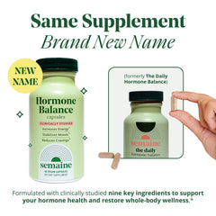 Semaine Hormone Balance capsules close-up highlighting plant-based vegan capsules