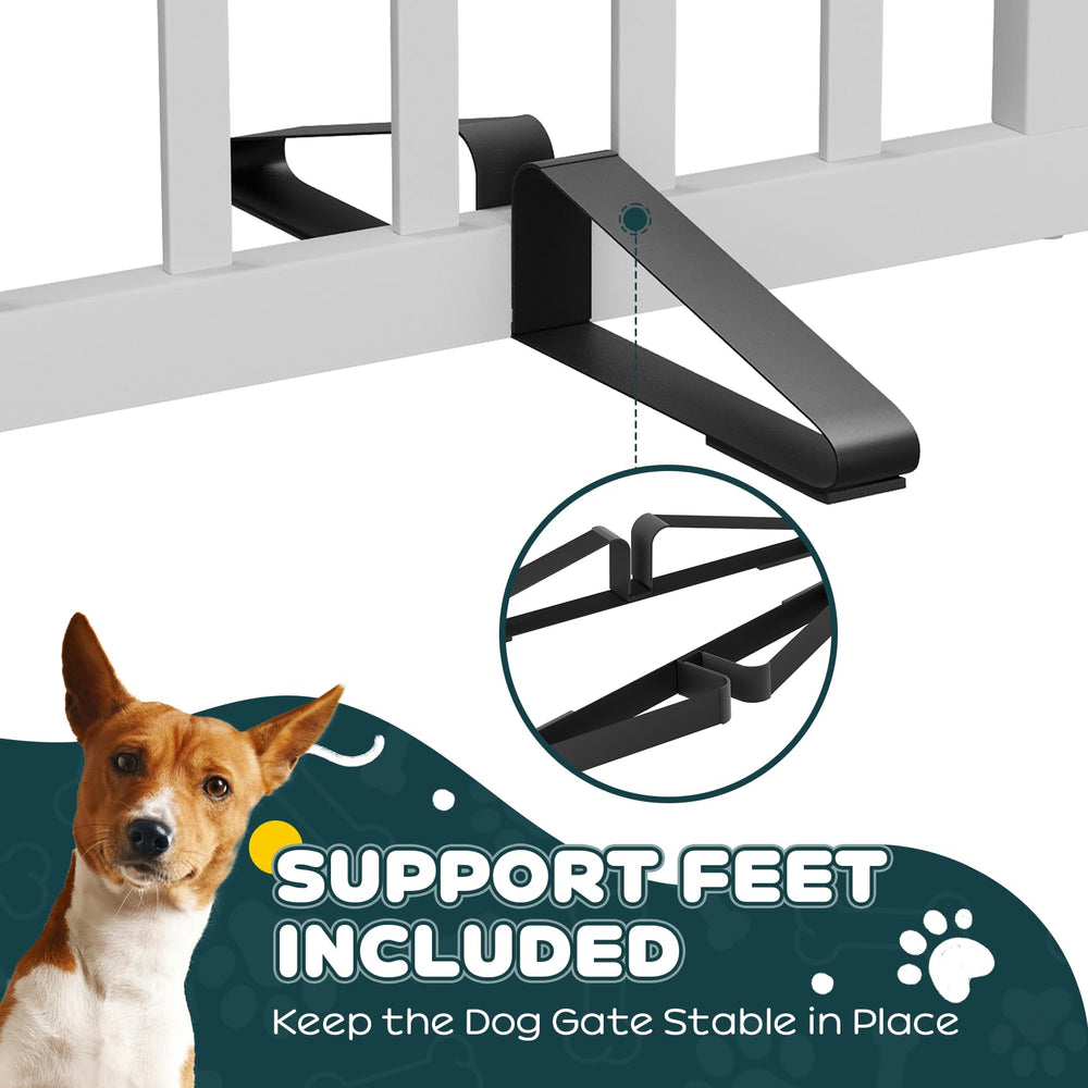 Semiocthome bamboo dog gate with adjustable width fits various openings.