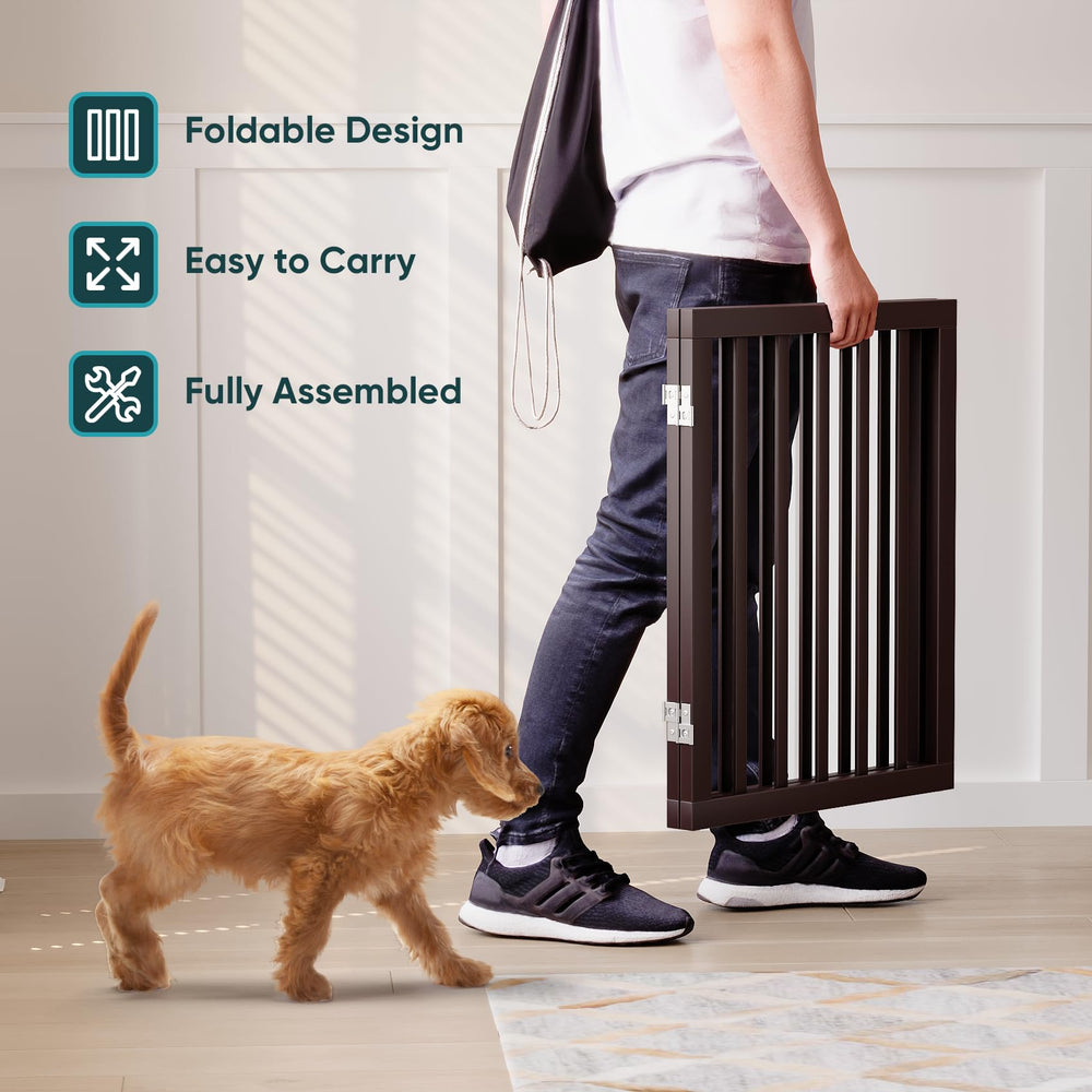 Semiocthome bamboo gate espresso, freestanding design for flexible placement without mounting.
