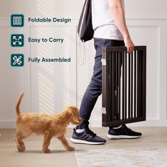 Semiocthome bamboo gate espresso, freestanding design for flexible placement without mounting.