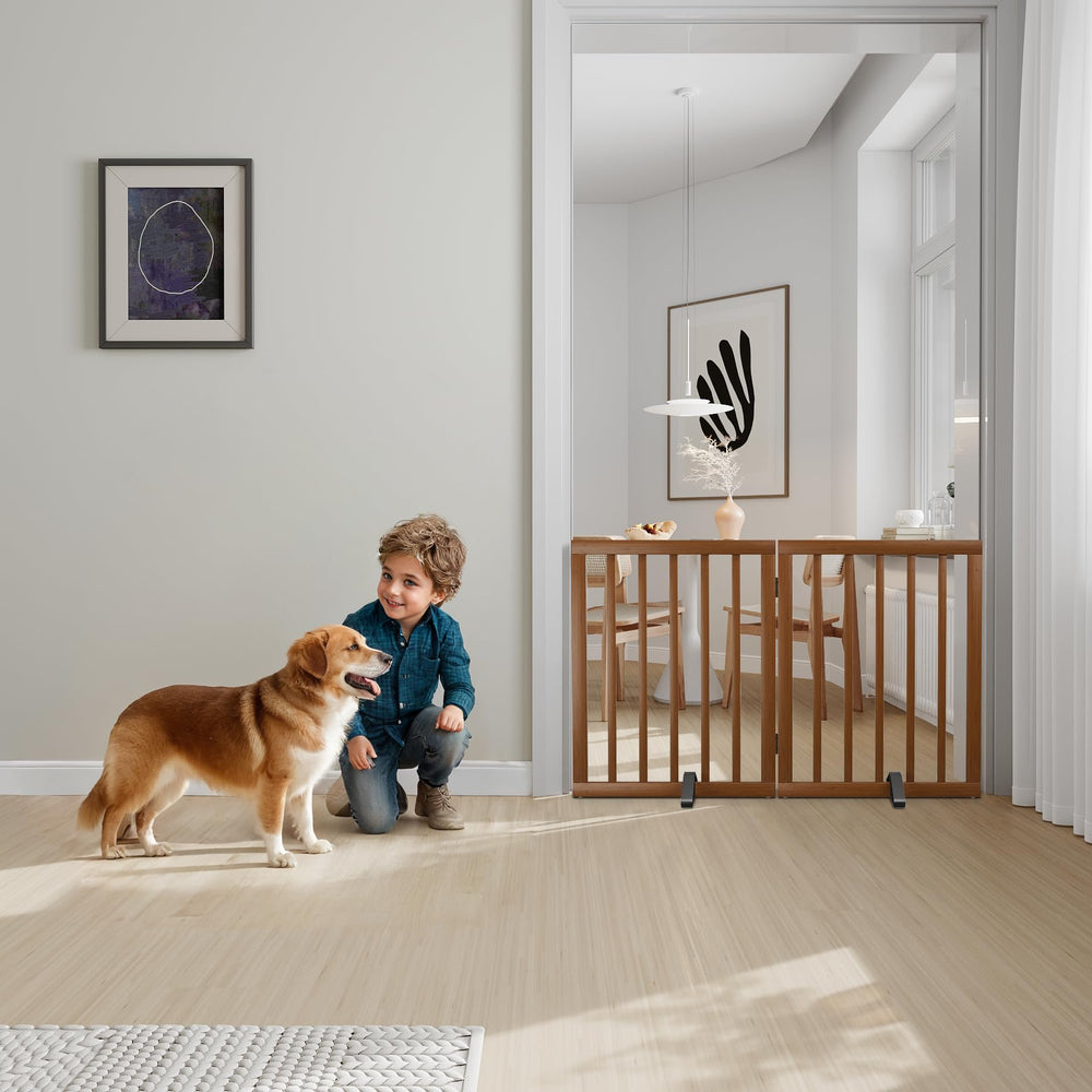 Semiocthome dog gate FSC-certified bamboo wood supports sustainable choice.