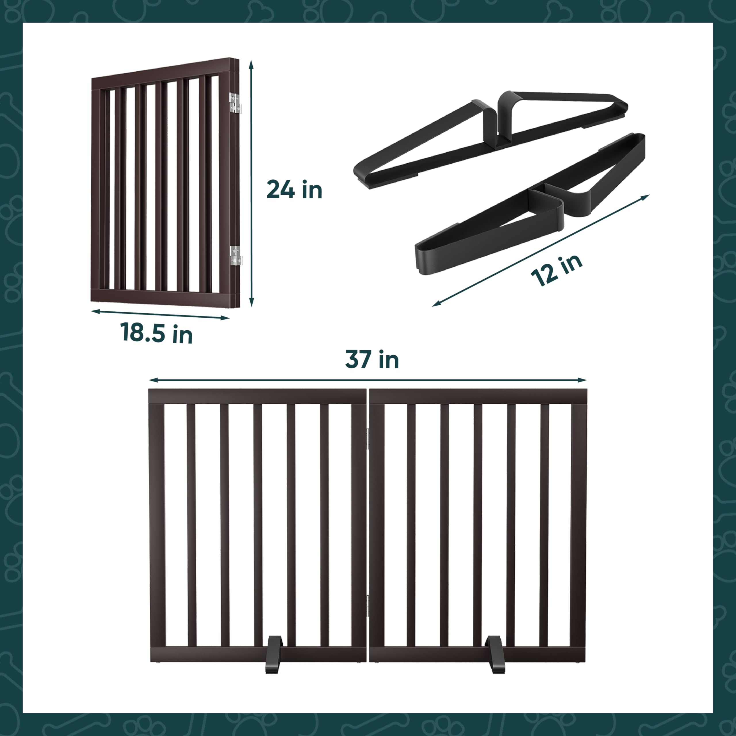 Semiocthome bamboo gate for stairs, espresso, keeps pets safely contained.