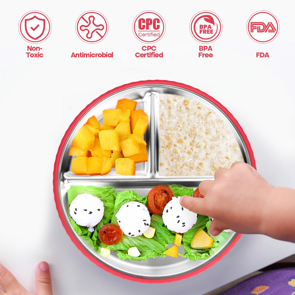 Semloo 9-inch divided plate helps picky eaters try new foods.
