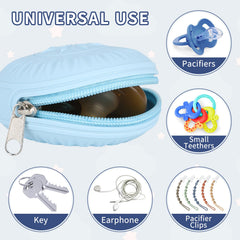 Senbowe pacifier holder case with neutral colors keeps pacifiers clean on the go.