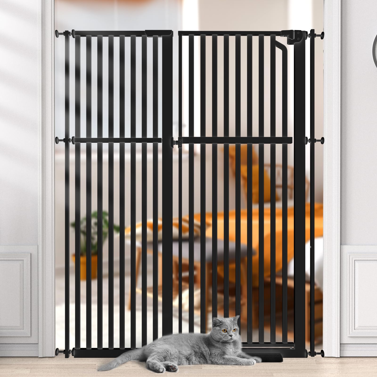 Senneny black finish cat gate in modern home