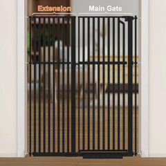 Senneny extension installation guide shows attaching the kit to the main gate.