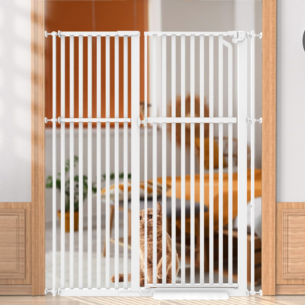 Senneny white gate extension installed, shows easy add-on for extended doorway coverage.