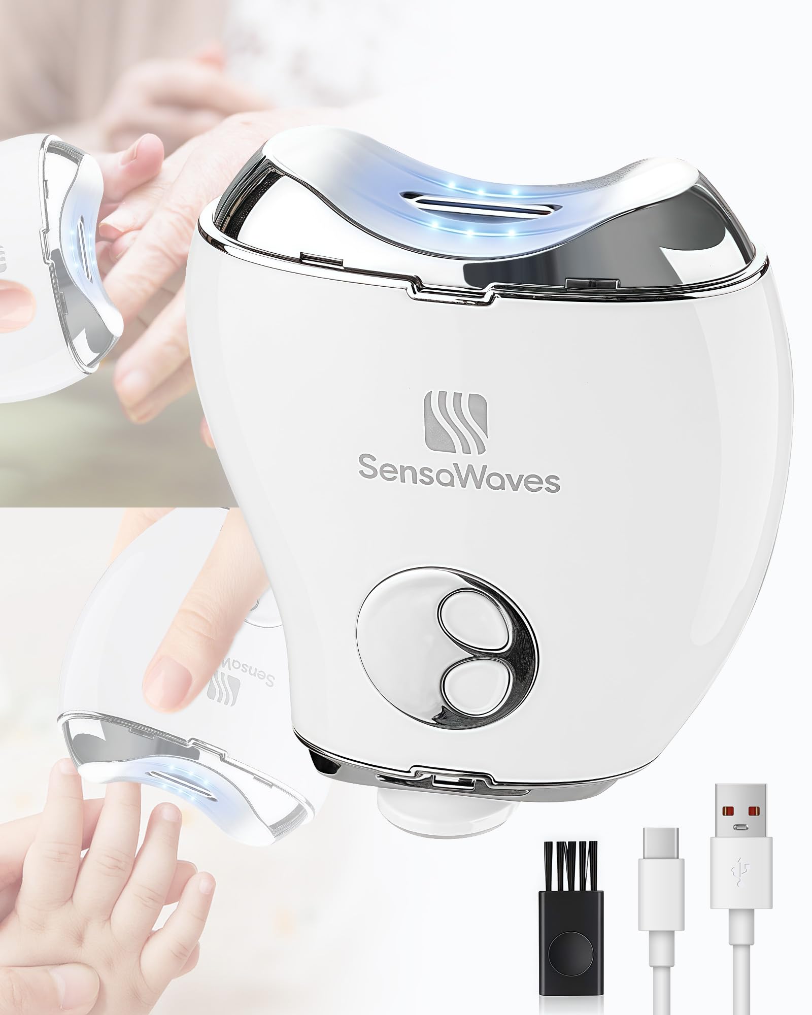Sensawaves 3-in-1 nail clipper compact design for precise trimming anywhere.