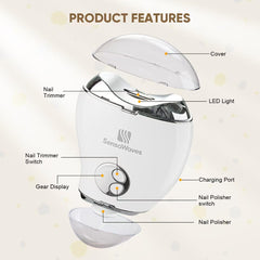 Sensawaves 3-in-1 nail clipper with LED light aids nighttime visibility.