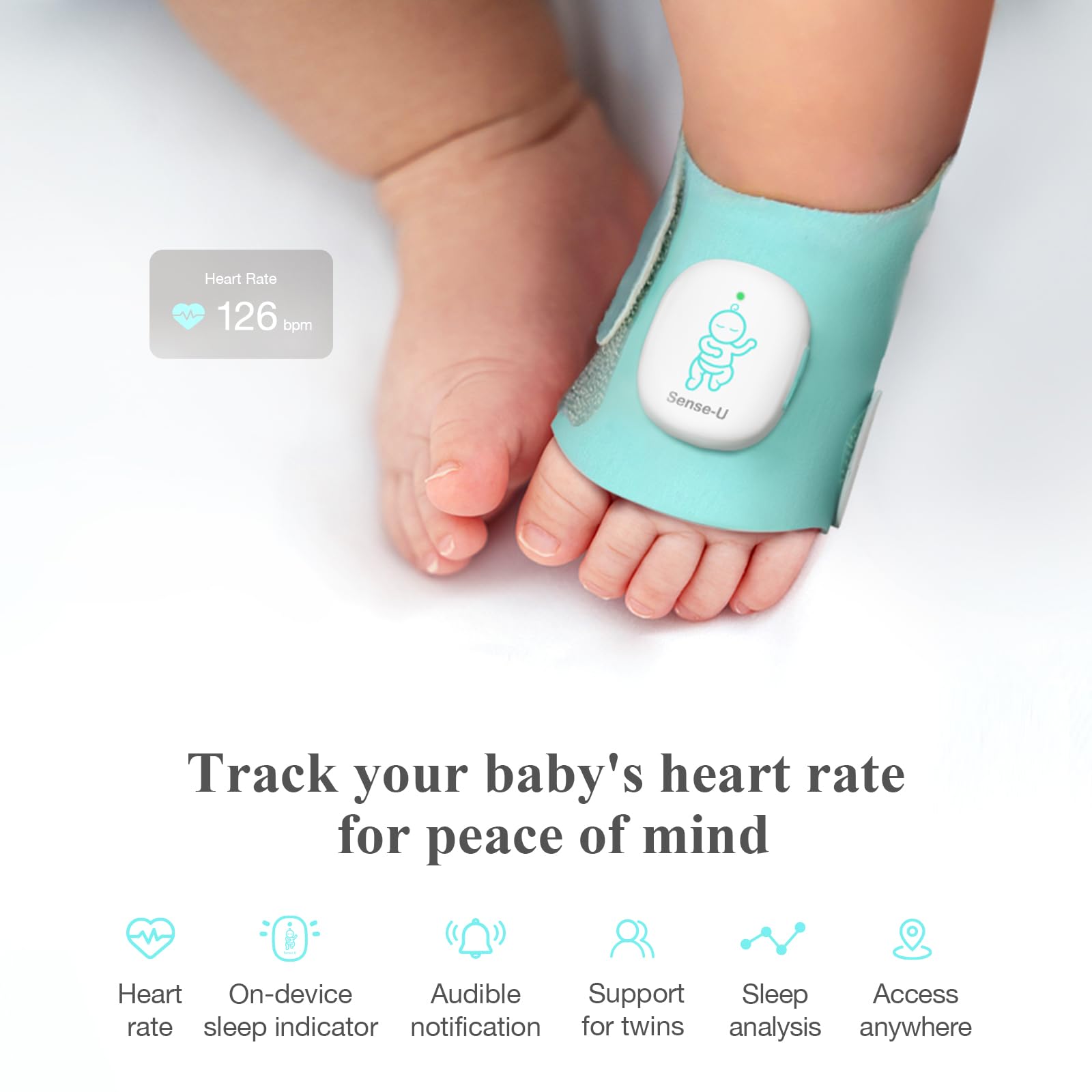 Sense-U heart rate tracking captures gentle rhythms during baby's rest.