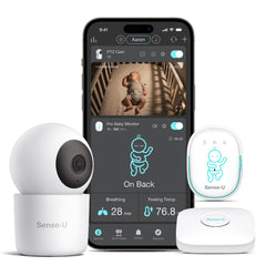 Sense-U Pro baby monitor bundle camera PTZ for crystal-clear 2.5K video during naps and sleep.