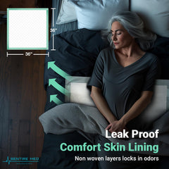 Sentire Med leak-proof bed pad keeps surfaces dry during nightly use.