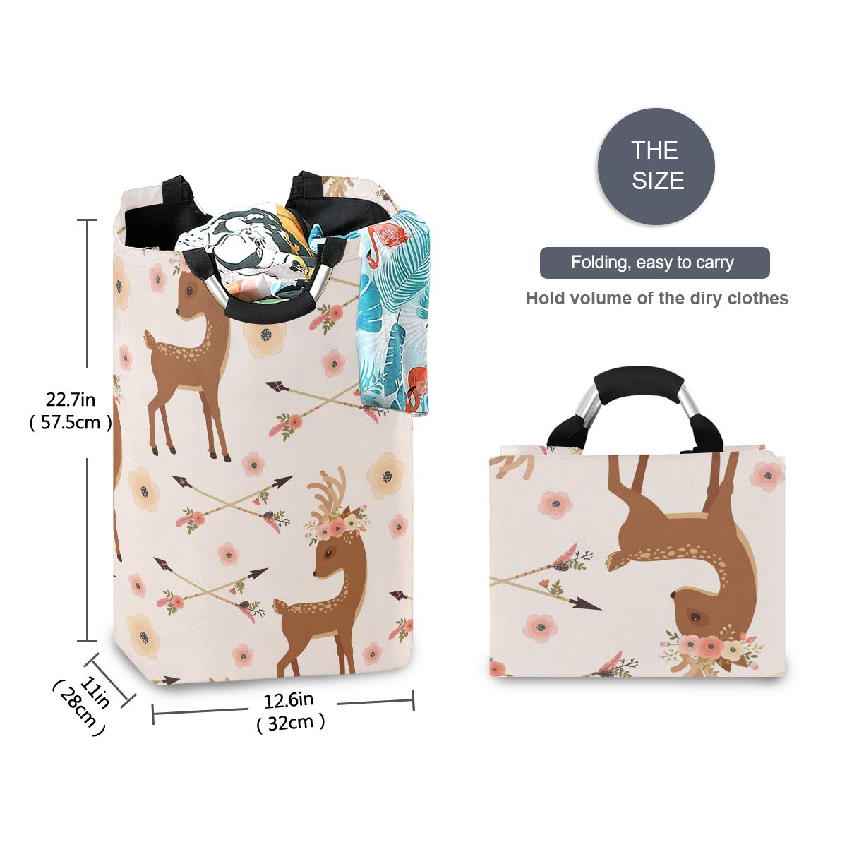 Senya deer with flower arrows basket collapsed for space saving