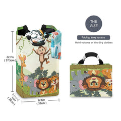 Senya Jungle Animals collapsible laundry basket saves space when folded.
