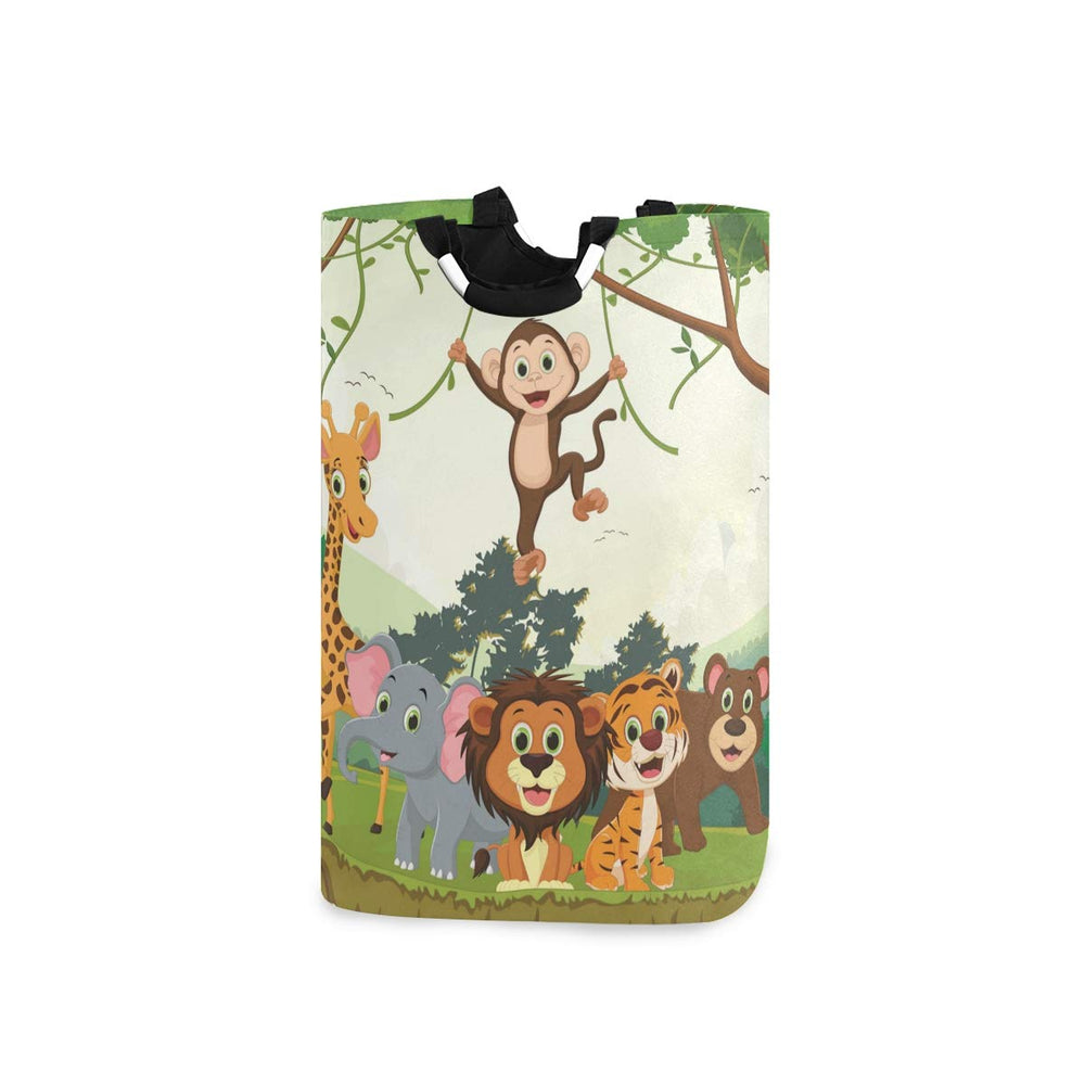 Senya Jungle Animals large basket with handles stores toys and clothes neatly.