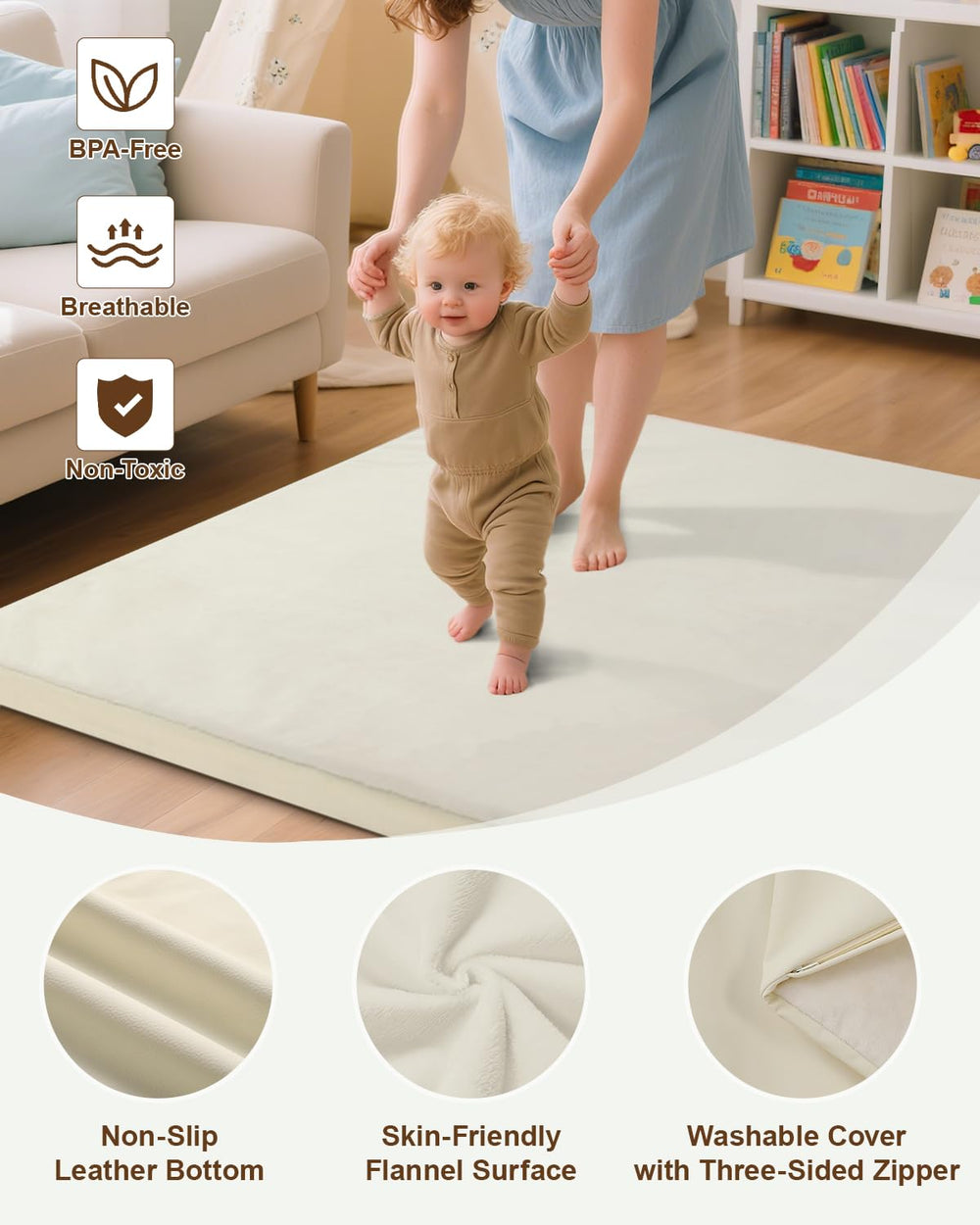 SEPARO 50x50 play mat laid out inside a playpen.