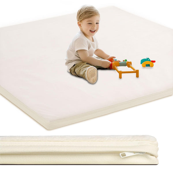 SEPARO baby play mat with flannel top in beige for cozy crawls.
