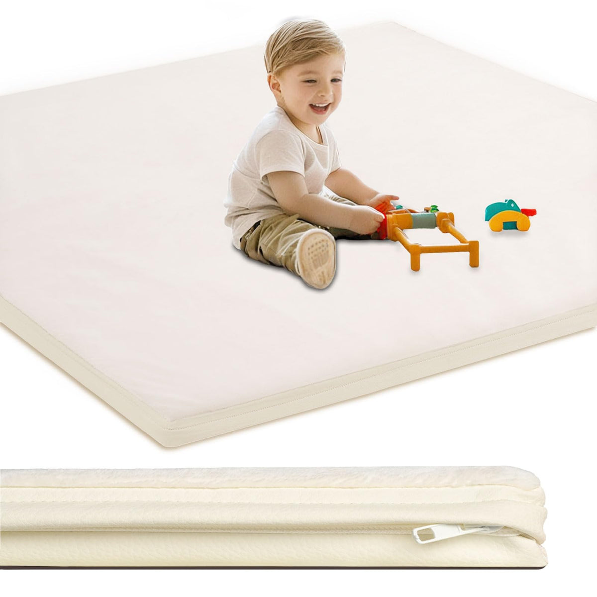 SEPARO baby play mat with flannel top in beige for cozy crawls.