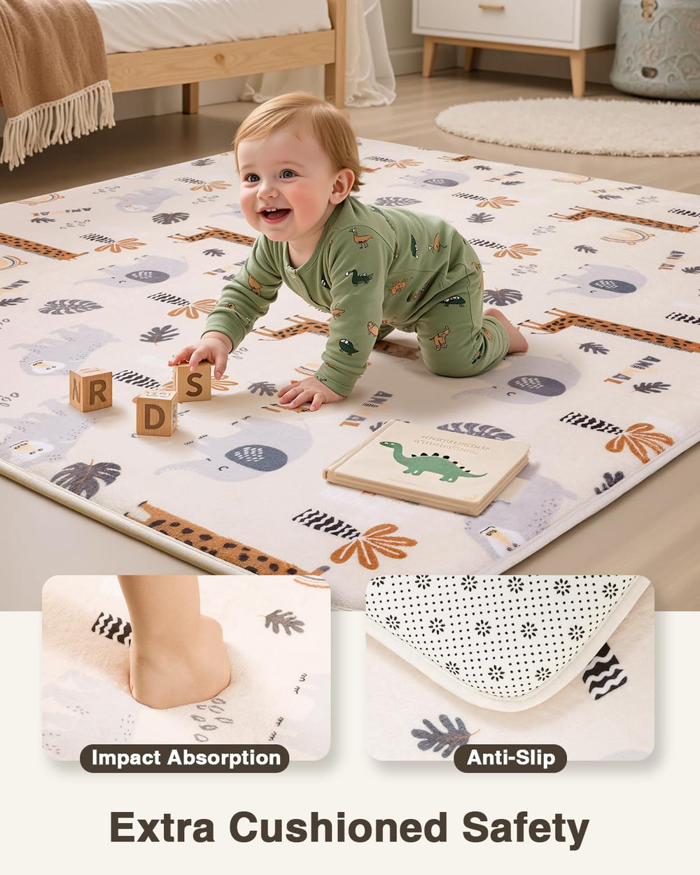 SEPARO non-slip back keeps the mat securely in place during tummy time