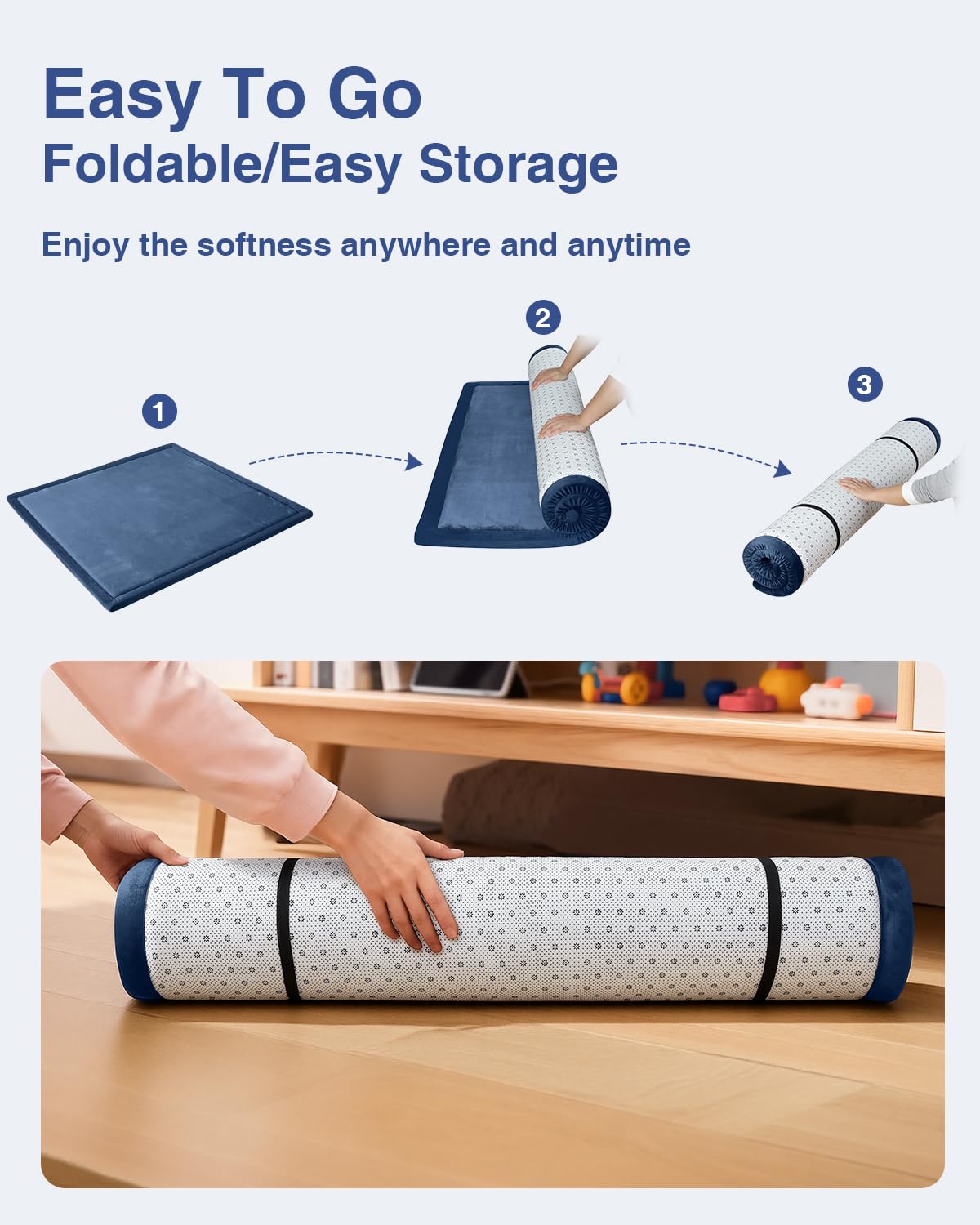 SEPARO navy play mat suitable for nursery and living spaces