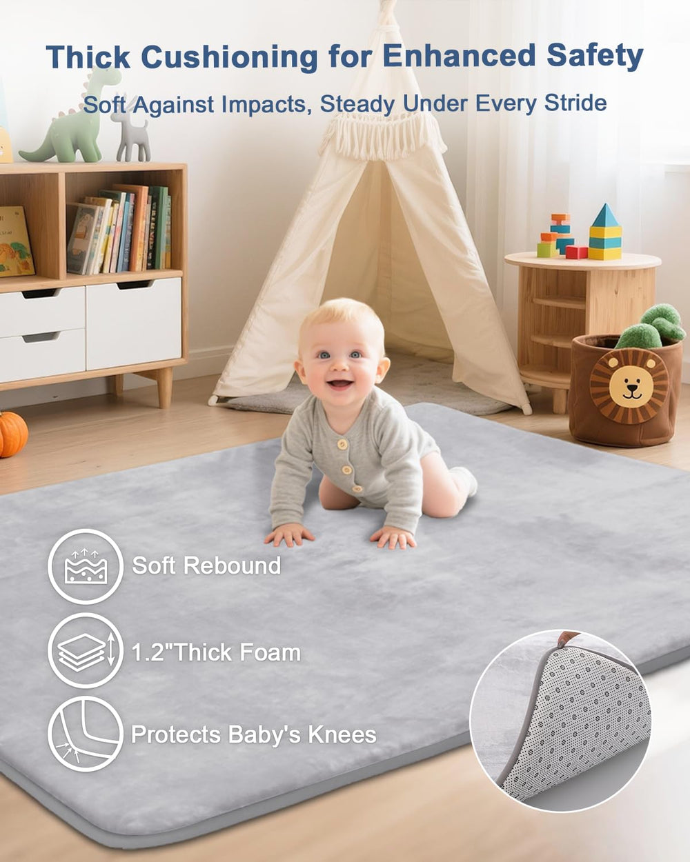 SEPARO foam mat 79x118 with 1.2-inch padding supports extended play sessions