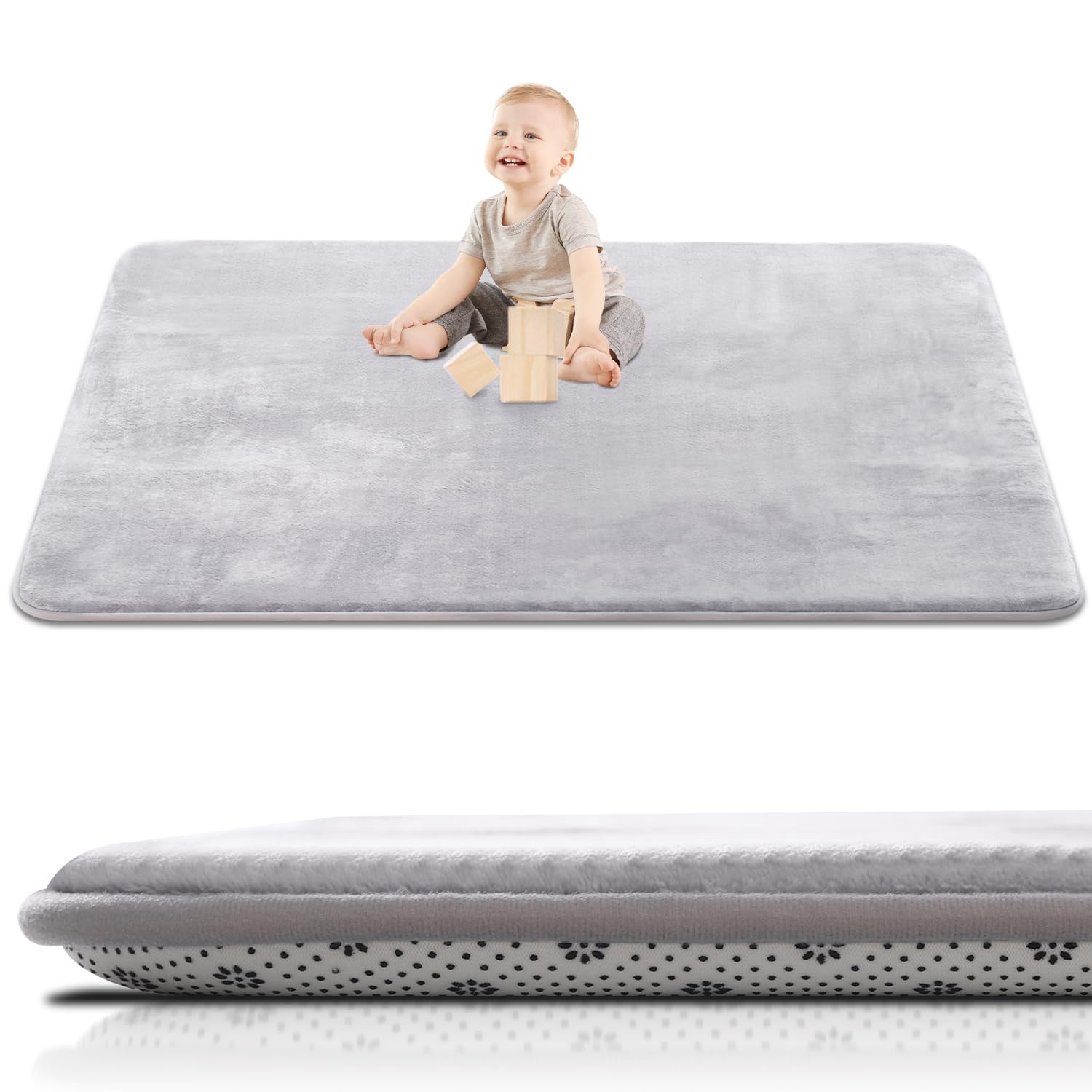 SEPARO large thick baby play mat on floor with non-slip back for safe crawling and tummy time