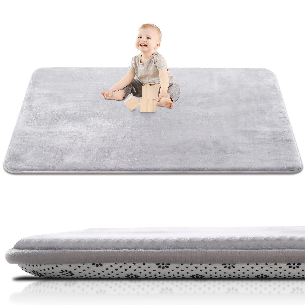 SEPARO large thick baby play mat on floor with non-slip back for safe crawling and tummy time