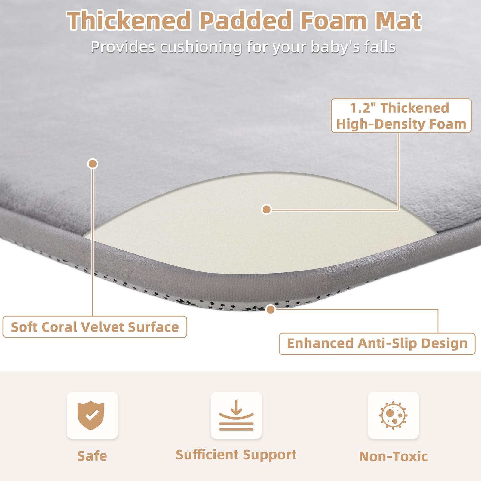 SEPARO light grey mat blends with nursery decor while staying durable.