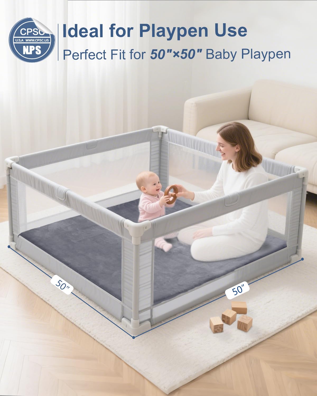 SEPARO safety-certified play mat highlights certified materials for peace of mind.