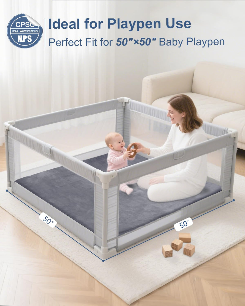 SEPARO safety-certified play mat highlights certified materials for peace of mind.