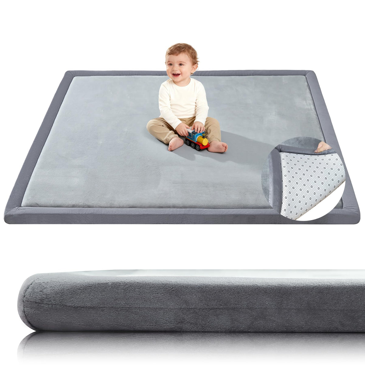 SEPARO thick baby play mat with soft surface for gentle tummy time and crawling