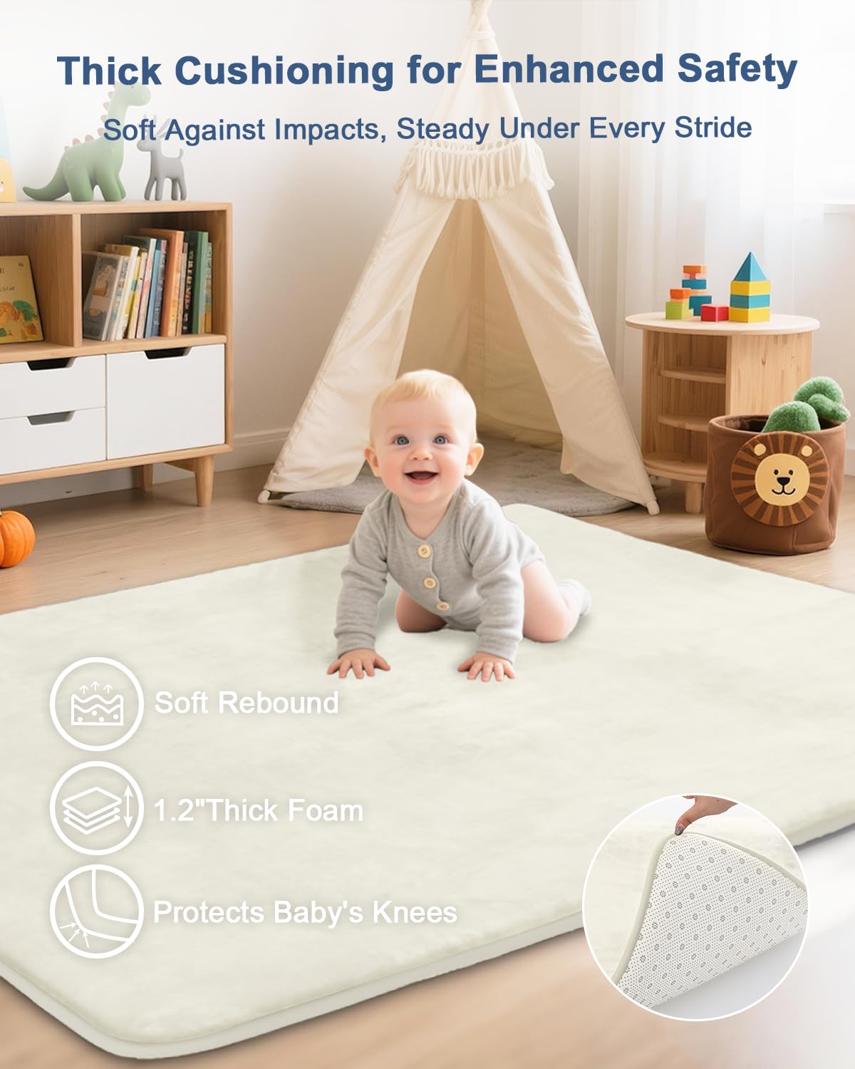 SEPARO ultra-soft flannel surface delivers cozy tummy time comfort.