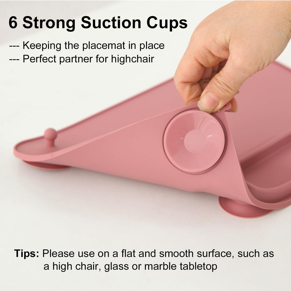 Seposeve silicone mat with eight straps secures pacifiers and toys.
