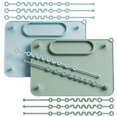 Seposeve silicone mat with suction base attaching to a high chair tray for mess-free meals