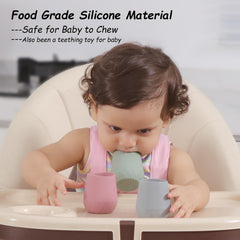 Seposeve tapered-design-weighted-base cup resists tipping during learning sessions.