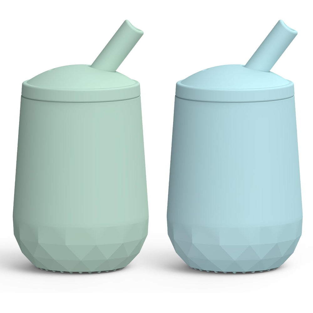 Seposeve silicone straw cup front view shows leak-proof design for mess-free drinking.