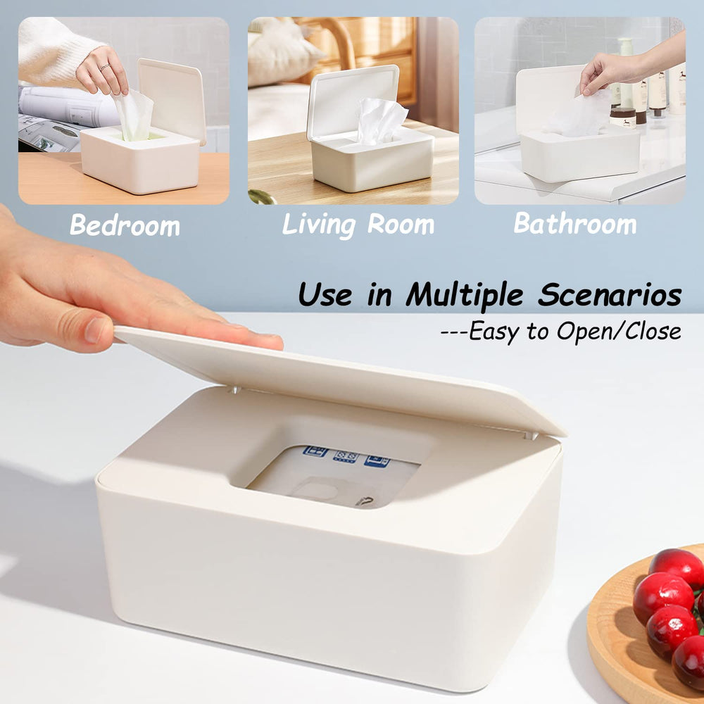 Seposeve wipe holder demonstrates easy open/close for busy households.