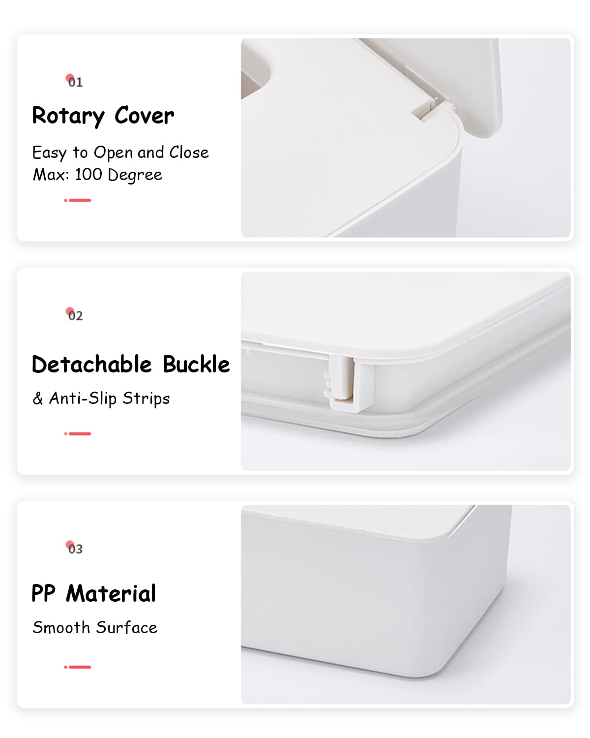 Seposeve dispenser top concave design storing small items beside wipes.