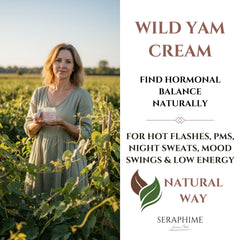 Seraphime Wild Yam Cream jar closeup highlighting rich texture.