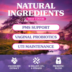 Seraphina cranberry botanicals in packaging for urinary wellness.