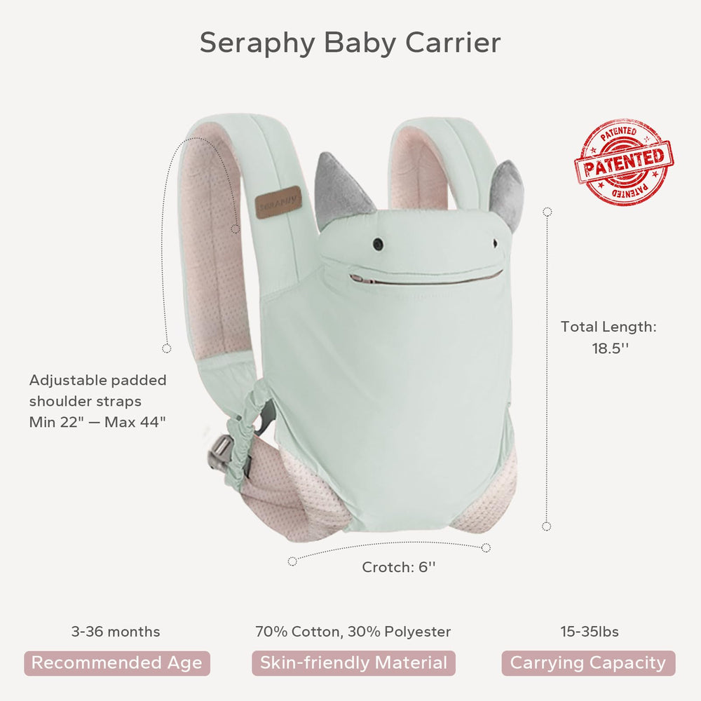 SERAPHY baby carrier back view highlighting lumbar support and weight distribution.